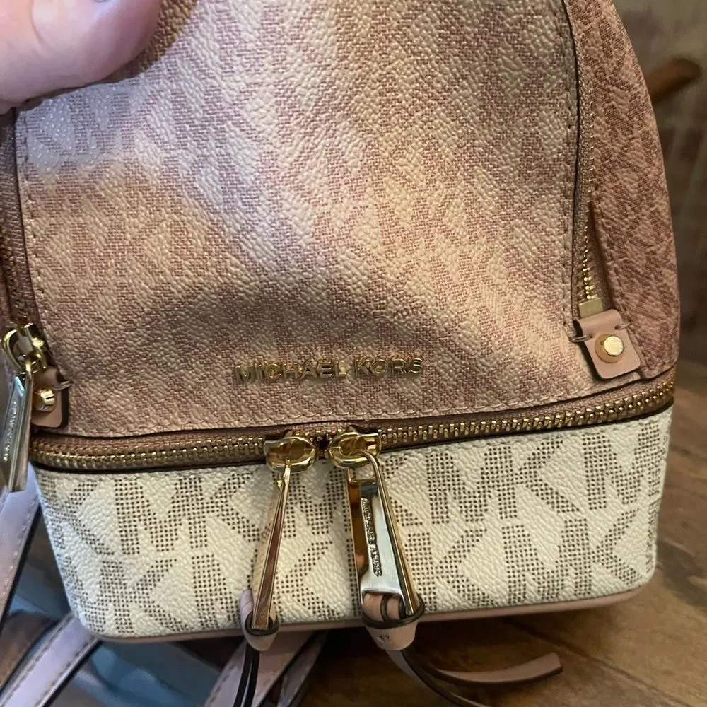 Michael Kors Pink Logo Print Mini Backpack